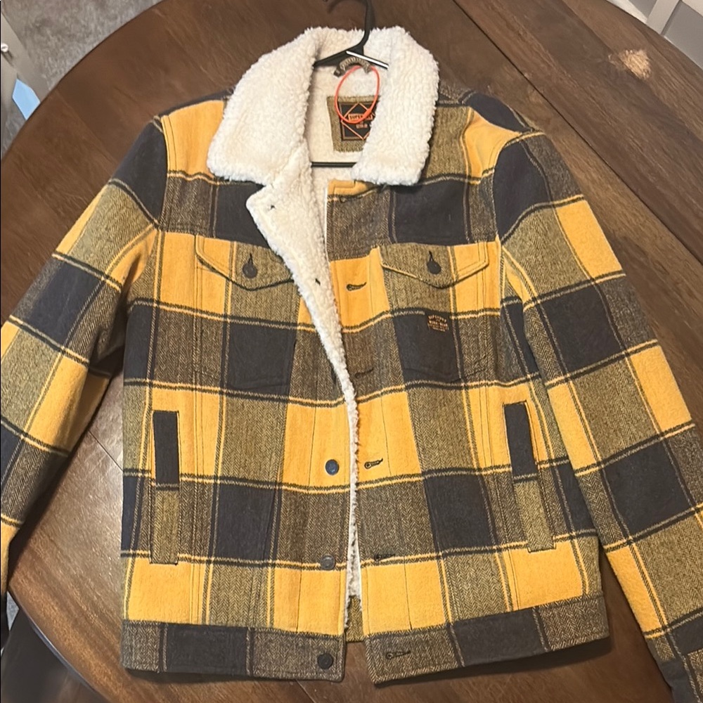 Superdry Yellow and Black Plaid Jacket